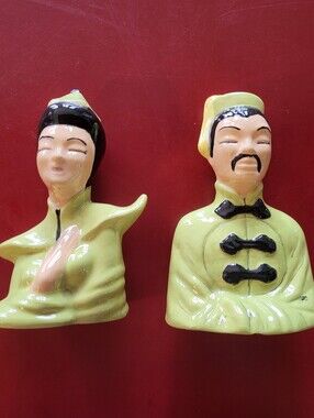 Vintage Asian Figurine Busts Mid Century Modern 1961 60s